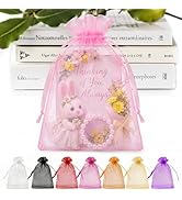 ANZNKU 50PCS Pink Organza Bags 5x7 in, Small Gift Bags Bulk for Jewelry Makeup Sachet Candy, Cute...