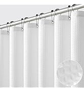 MIULEE Fabric Shower Bath Curtain with 12 Metal Hooks Waffle Weave Heavy Duty Washable Shower Cur...