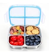 DOCMON Stainless Steel Snack Containers, 20oz Kids Toddler Bento Lunch Box, 4 Compartments Snack ...