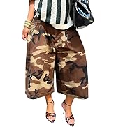 Inroserm Women's Summer Baggy Camo Cargo Pants Wide Leg Camouflage Casual Army Fatigue Trousers w...