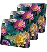 LEIWEIHOPE Water Lily Floral Seat Cushion Cover Set, Oil-Painting Style Sofa Cushion Slipcover, S...