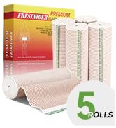 FRESINIDER Premium Elastic Bandage Wrap, 5 Pack 6" Cotton Compression Wrap with Hook & Loop Closu...