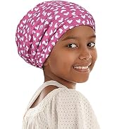 Kids Sleep Cap for Girls Double-Layered Night Hat Slouchy Beanie Dark Pink