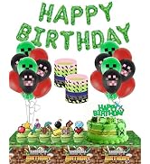 Pixel Birthday Party Decorations, Party Supplies Set Including Balloons, Bracelet, Banner, Tablec...
