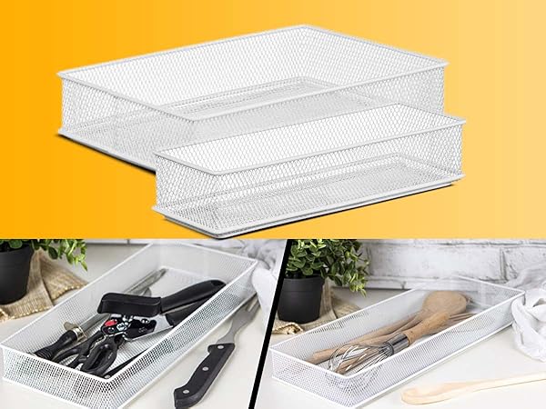 white mesh drawer organizer