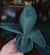 MEANMOY Green 210GSM Cloth Napkins Set of 4 - Washable & Reusable 17x17 Inch Napkins with Hemmed ...