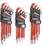 TOMMARS 31-Piece Stubby Allen Wrenches Set Ball End Hex Key Set SAE(0.05"-3/8") Metric(1.5mm-10mm...