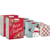 Hallmark Christmas Gift Bag Assortment (8 Bags: 3 Small 6", 3 Medium 9", 2 Large 13") Red, White ...