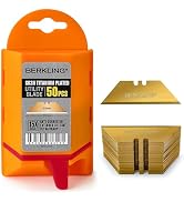 Berkling Utility Knife Blades Titanium Plated 50-Pack With Dispenser, SK2H Laser Sharpened Harden...