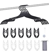Sazfli Travel Folding Hangers, 10-Pack, Black & White, Portable and Durable PP+Aluminum Alloy, Sp...