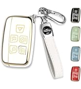 MILD EAST for Land Rover Key Fob Cover with Keychain, Car Key Case Shell Protector 5 Buttons for ...