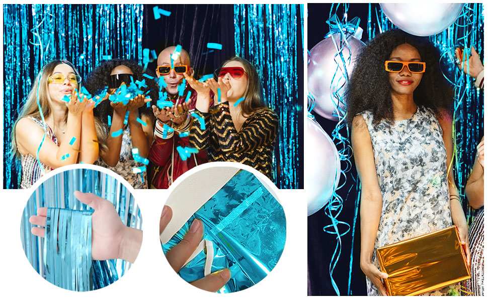 blue backdrop streamers party decorations ocean themed decor birthday party decorations foil fringe