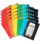 Shemira Pencil Pouch for 3 Ring Binder, 30 Pack Pencil Pouches Bulk in 6 Colors, Binder Pencil Po...