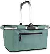 SIYUAN Picnic Basket, 22L Folding Shopping Basket Strong Aluminum Frame Camping Grocery Bags, Lea...