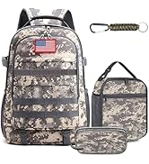 School Backpack for Boys - Camouflage Boys Backpack for Kids Teens Elementary Middle School - 4pc...