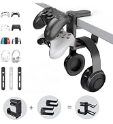 MOKUYOBY 3 in 1 Headphone and Controller Holder, PC Gaming Headphone Hanger, Rotating Headset Sta...