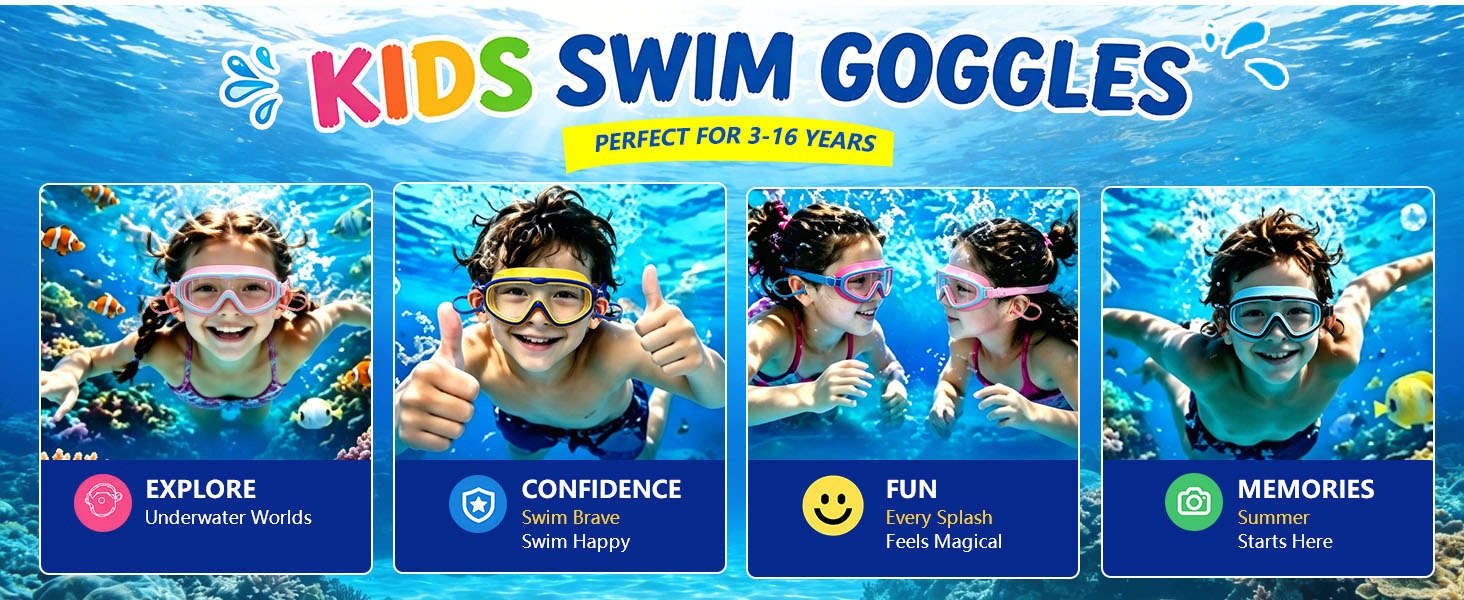 Water Goggles for Kids Happy Water Time
