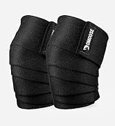 DMoose Fitness Knee Wraps for Weightlifting (Pair) – 78” Gym Brace Straps for Joint Stability & P...