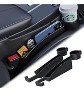 Car Seat Gap Filler Set of 2, Upgraded Car Side Seat Gap Fillers with Organizer, Cup Holder & Hoo...