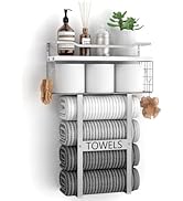 Towel Racks for Bathroom Wall Mounted - Bath Wall Towel Holder Set Above Toilet Storage, Rolled T...