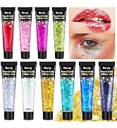 Body Glitter Hair Glitter Face Paint Sparkles Makeup,10 Colors Glitter Gel Singer Concerts Disco ...