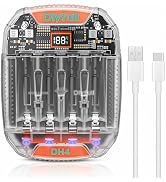 DLYPOW AA AAA Battery Charger, 1.5V li ion & 1.2V NiMH/NiCD Battery Charger aa AAA, 500mA Type-C ...