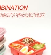 BE OVER QUALITY 6 Pack Snack Containers, 4 Compartment Snack Containers Bento Snack Box, Reusable...