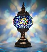 XUMAIDENG Turkish Moroccan Table Lamp Tiffany Style Mosaic Table Lamp Glass Bedside Lamps for Bed...