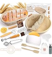 Banneton Bread Proofing Basket, Sourdough Bread Baking Supplies Kit, 10" Oval & 9" Round Banneton...