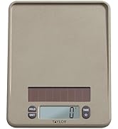 Taylor Light Powered Digital Kitchen Scale, Coffee Husk Blend Material, Solar Panel with Endless ...