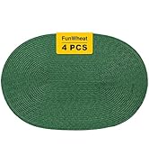 FunWheat Oval Braided Placemats Set of 4 Table Mats for Dining Tables Washable Heat Resistant Pla...