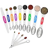 Wildone 14 Piece Stainless Steel Measuring Spoons Set, Including 8 Double Sided Magnetic Measurin...