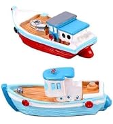 2 Pcs Colorful Miniature Dollhouse Boat Mini Fishing Boat Model Mediterranean Decor Resin Desktop...