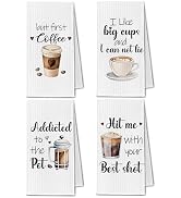 ChissNook Coffee Kitchen Towels, Coffee Lover Gifts Dish Tea Towels Drying Cloth for Kitchen Cafe...