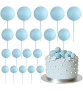 ASTARON 20 Pcs Ball Cake Topper Decorations Mini Balloons Cake Topper Sticks Light Blue Balls Cak...