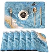 QiyI Placemats Set of 6, 12x18 Inch Faux Leather Place Mats for Kitchen Dinning, Heat Resistant A...
