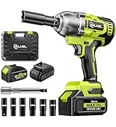 SILVEL Cordless Impact Wrench, MAX 650N.M Brushless Impact Gun 1/2 inch, 4.0Ah Battery, 6 Sockets...