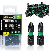 PZ2 25mm Pozidriv Screwdriver Bits 25-Piece Set, 1/4" Hex Shank, Industrial Grade S2 Steel, Cross...