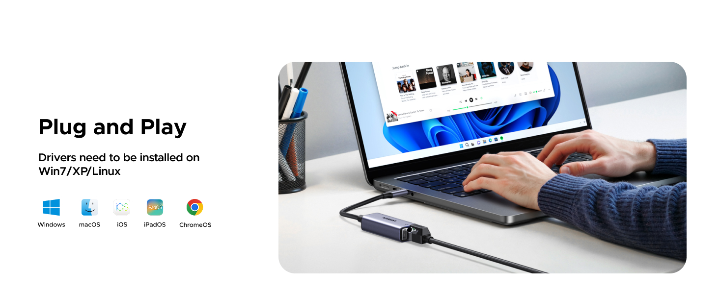 UGREEN USB C to Ethernet Adapter, Plug and Play 1Gbps Ethernet Adapter, Aluminum Case