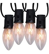 C9 Clear Christmas String Light Set, 25 Feet Vintage Christmas Tree Lights, Outdoor Roofline Stri...