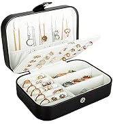 Travel Jewelry Box, PU Leather Small Jewelry Organizer for Women Girls, Double Layer Portable Min...