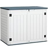 Greesum Outdoor Horizontal Resin Storage Sheds 34 Cu. Ft. Weather Resistant Resin Tool Shed, Extr...