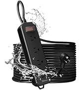 Outdoor Power Strip Weatherproof, 50 FT Extension Cord, Diivoo Waterproof Surge Protector with 4 ...