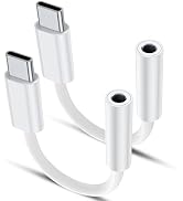 QimKero USB Type C to 3.5mm Female Headphone Jack Adapter (2-Pack), USB C to Aux Audio Dongle Cab...