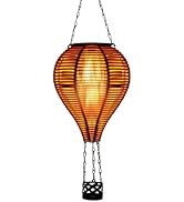 pearlstar Solar Hot Air Balloon Lantern with Flame Light Outdoor Hanging Solar Powered Lights Wov...