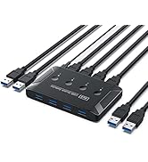 USB 3.0 Switch, Premium USB Switcher Computers Sharing 4 USB Devices for Keyboard Mouse Printer S...