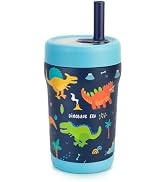 Zukro Kids Stainless Steel Tumbler with Flexible Straw 12 oz, Spill Proof See Through Tritan Lid,...