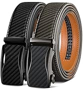 KEMISANT Mens Ratchet Belt 2 Units,Sliding Belt For Gift Mens Dress Casual 1 3/8",Size Adjustable