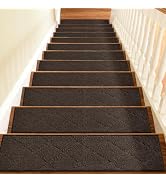 Non-Slip Stair Treads for Wooden Steps Indoor, Brown, 1 Pack, 30"X8", Soft Carpet Mat, Machine Wa...
