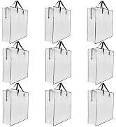 9 Pack Clear Storage Bags with Zipper and Handles, Blanket Bags For Closet Storage, Moving and Pa...